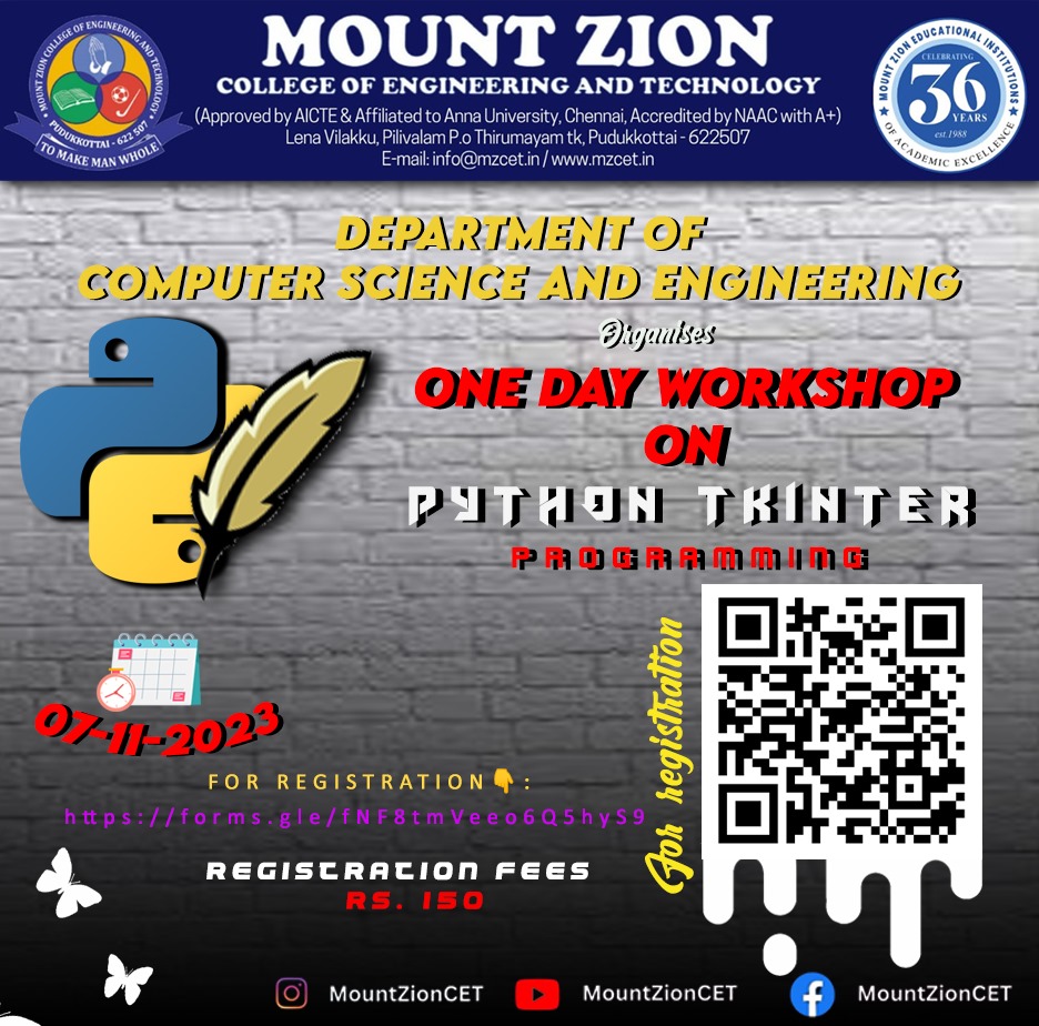 one Day Workshop on Python Tkinter Programming 2023